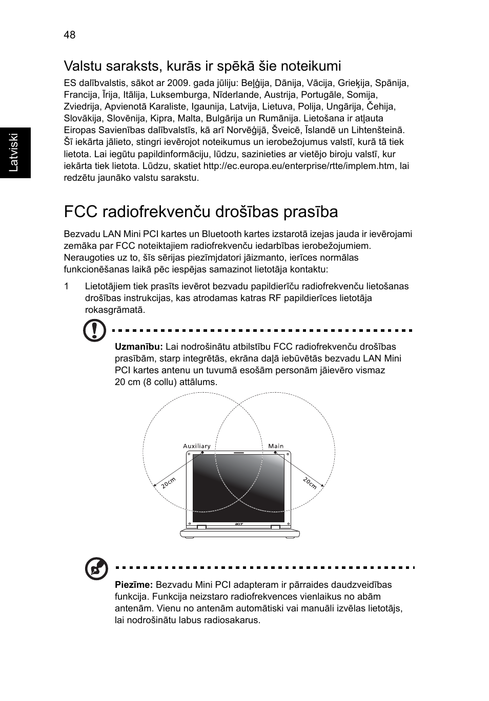 Fcc radiofrekvenču drošības prasība | Acer Aspire 5745DG User Manual | Page 1580 / 2217
