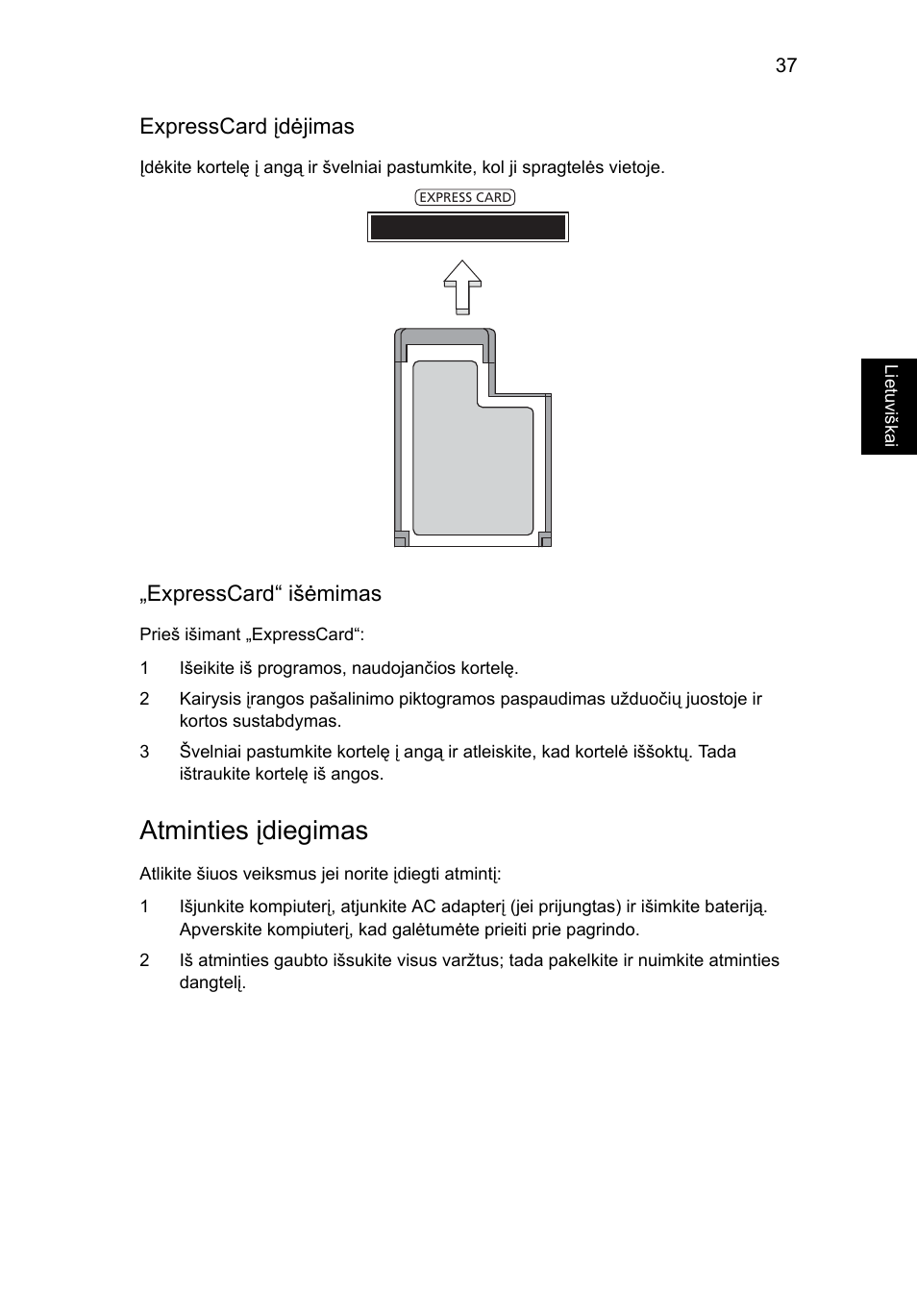 Atminties įdiegimas | Acer Aspire 5745DG User Manual | Page 1639 / 2217