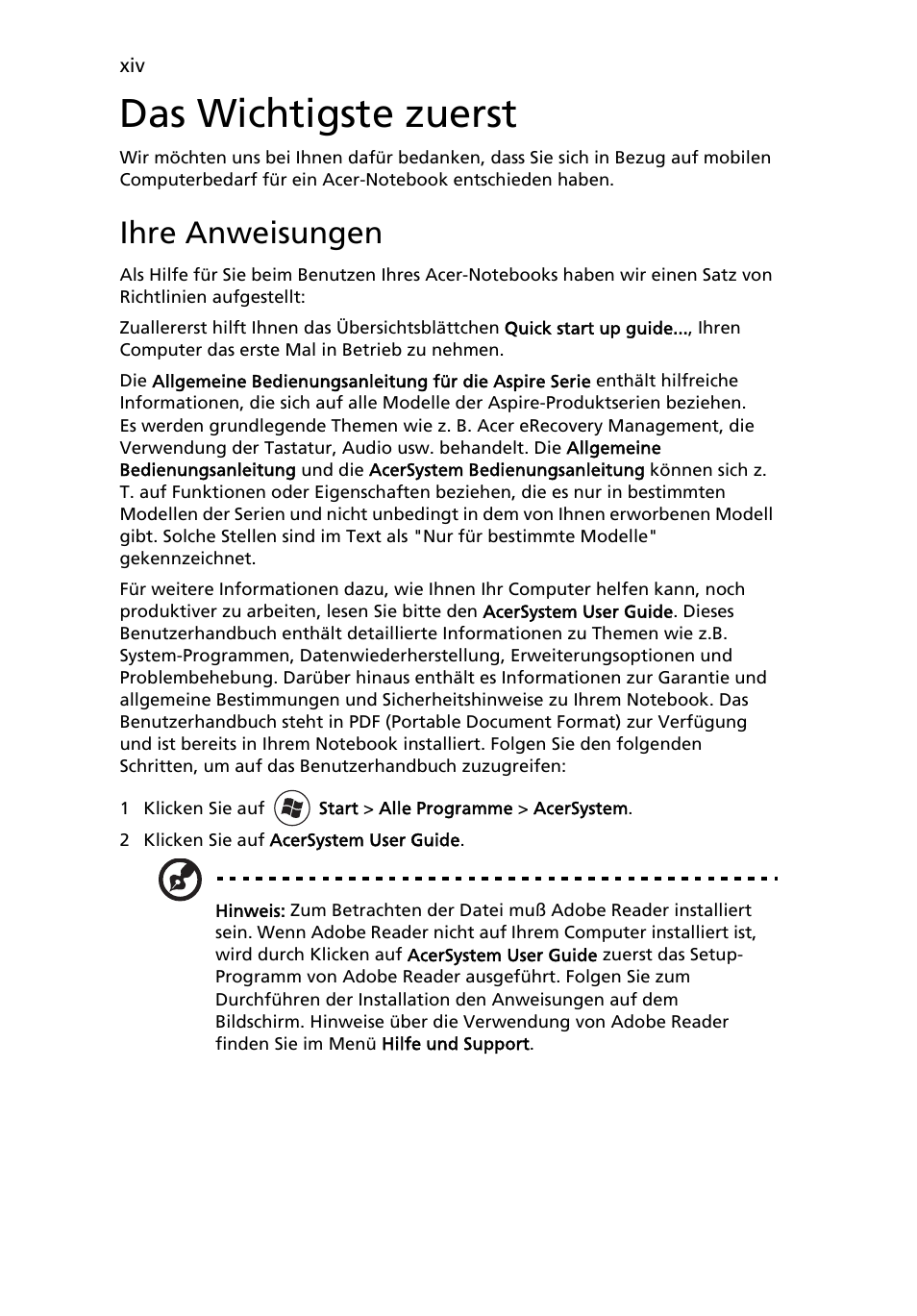 Das wichtigste zuerst, Ihre anweisungen | Acer Aspire 5745DG User Manual | Page 164 / 2217