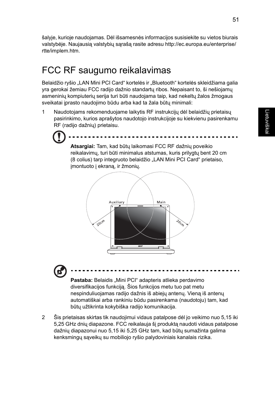 Fcc rf saugumo reikalavimas | Acer Aspire 5745DG User Manual | Page 1653 / 2217