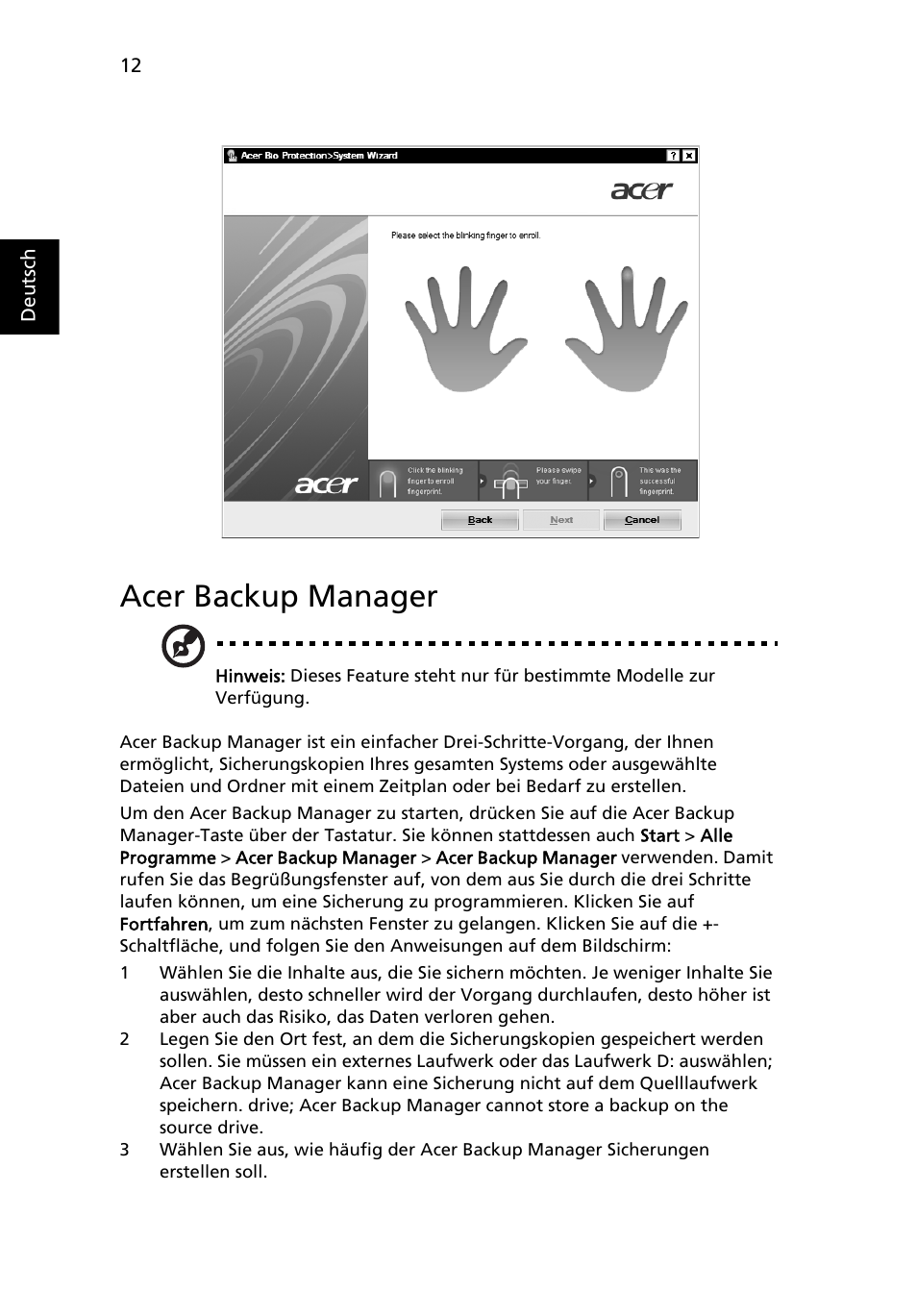 Acer backup manager | Acer Aspire 5745DG User Manual | Page 182 / 2217