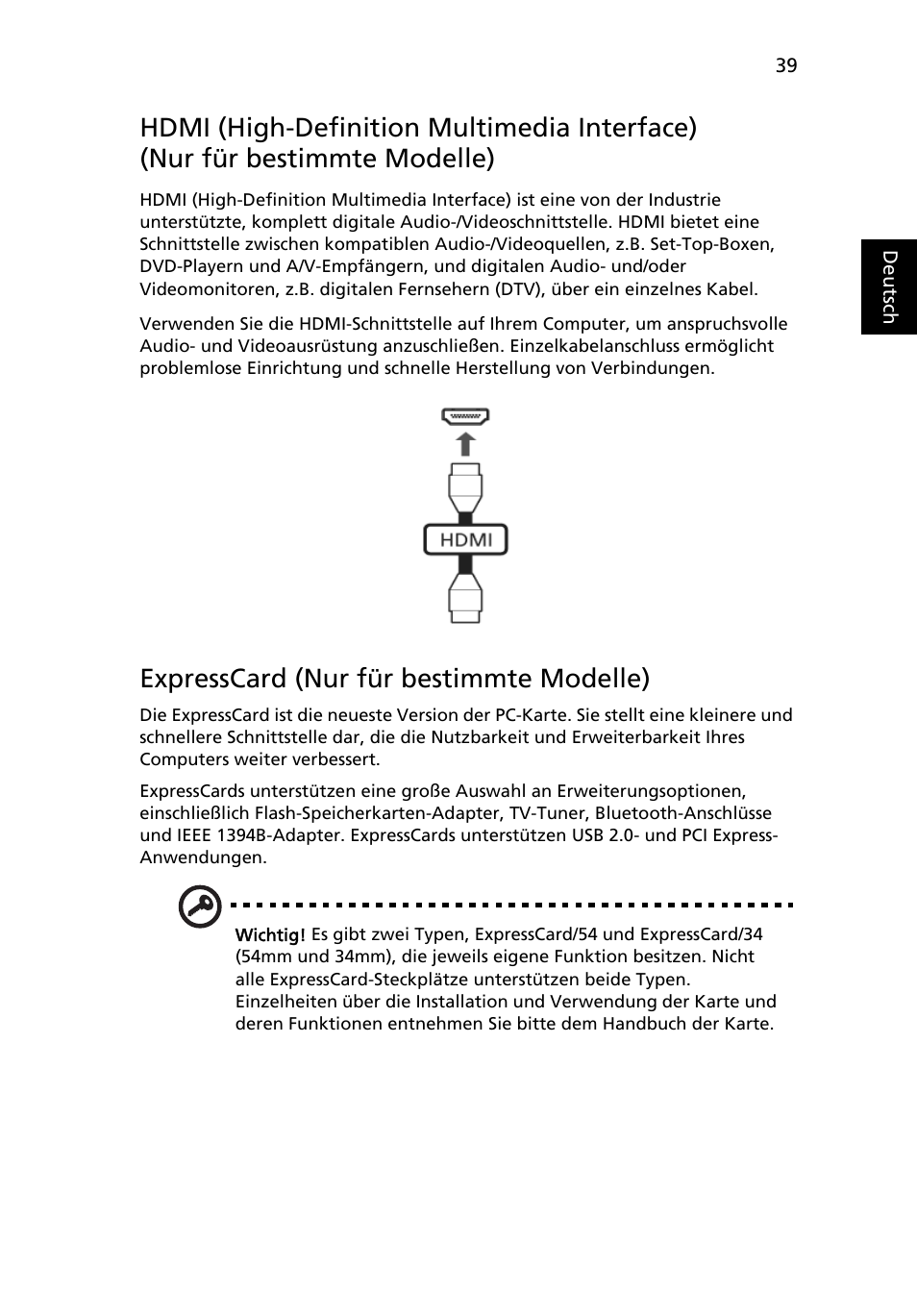Expresscard (nur für bestimmte modelle) | Acer Aspire 5745DG User Manual | Page 209 / 2217