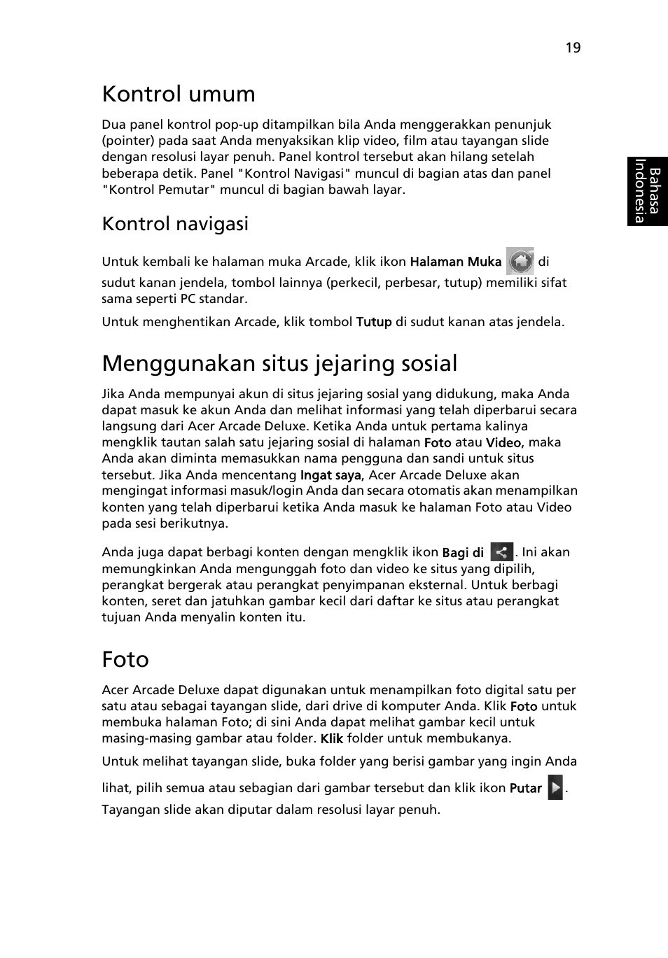 Kontrol umum, Menggunakan situs jejaring sosial, Foto | Kontrol navigasi | Acer Aspire 5745DG User Manual | Page 2109 / 2217