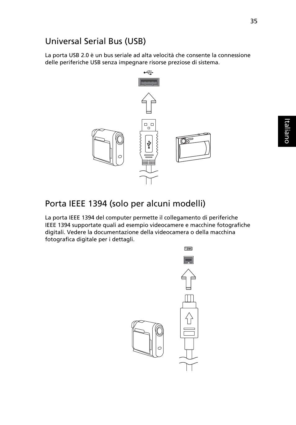 Universal serial bus (usb), Porta ieee 1394 (solo per alcuni modelli) | Acer Aspire 5745DG User Manual | Page 281 / 2217