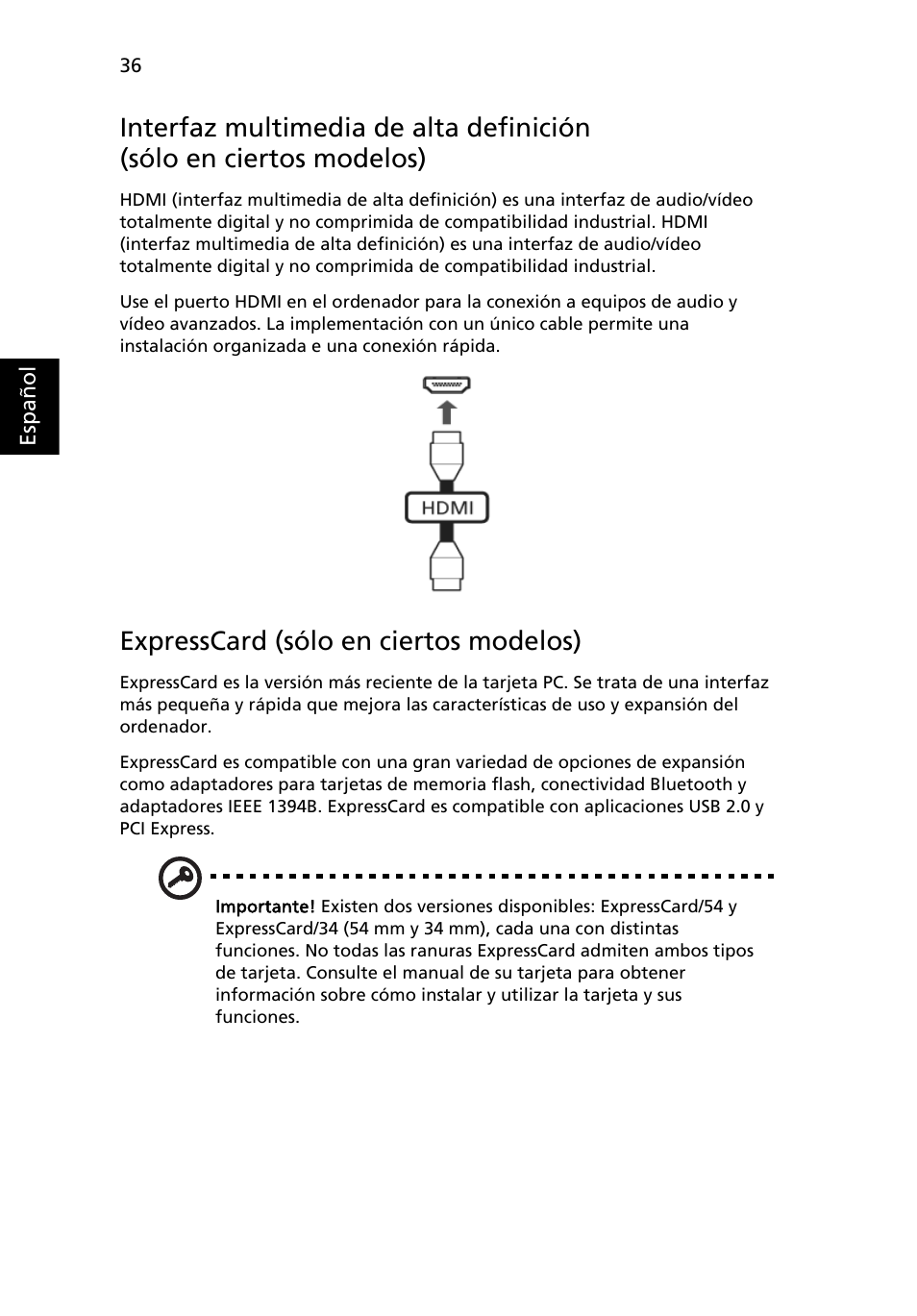 Expresscard (sólo en ciertos modelos) | Acer Aspire 5745DG User Manual | Page 354 / 2217