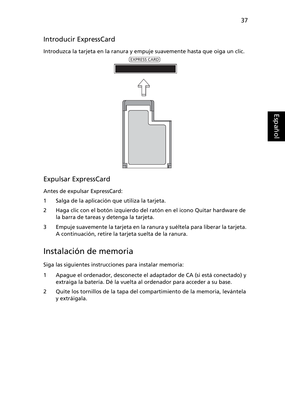 Instalación de memoria | Acer Aspire 5745DG User Manual | Page 355 / 2217