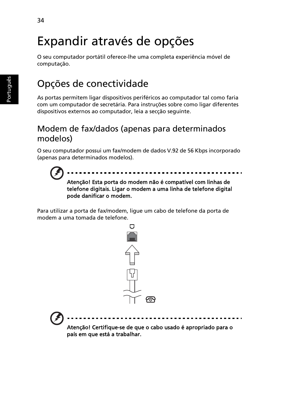Expandir através de opções, Opções de conectividade | Acer Aspire 5745DG User Manual | Page 424 / 2217
