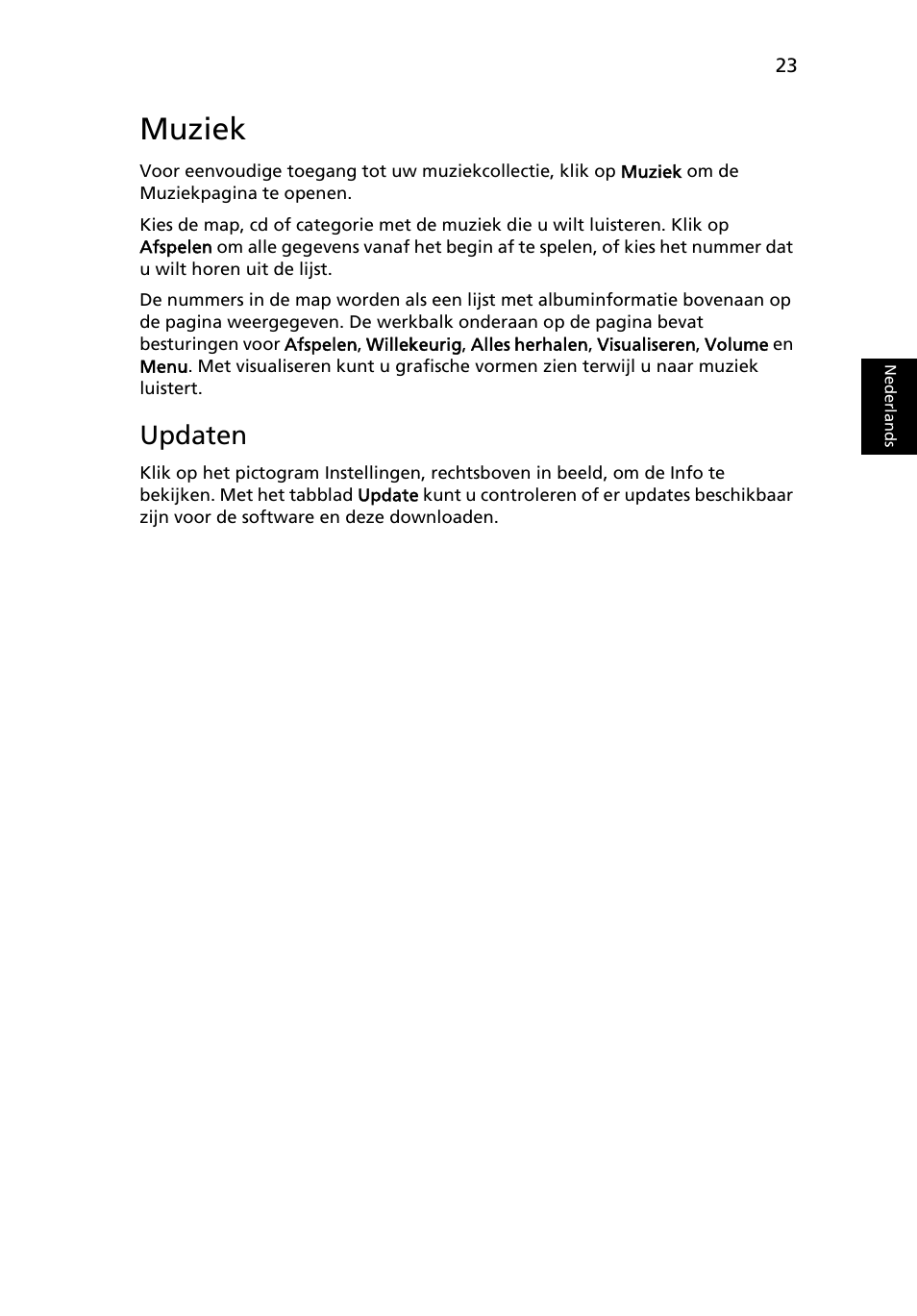 Muziek, Updaten | Acer Aspire 5745DG User Manual | Page 487 / 2217