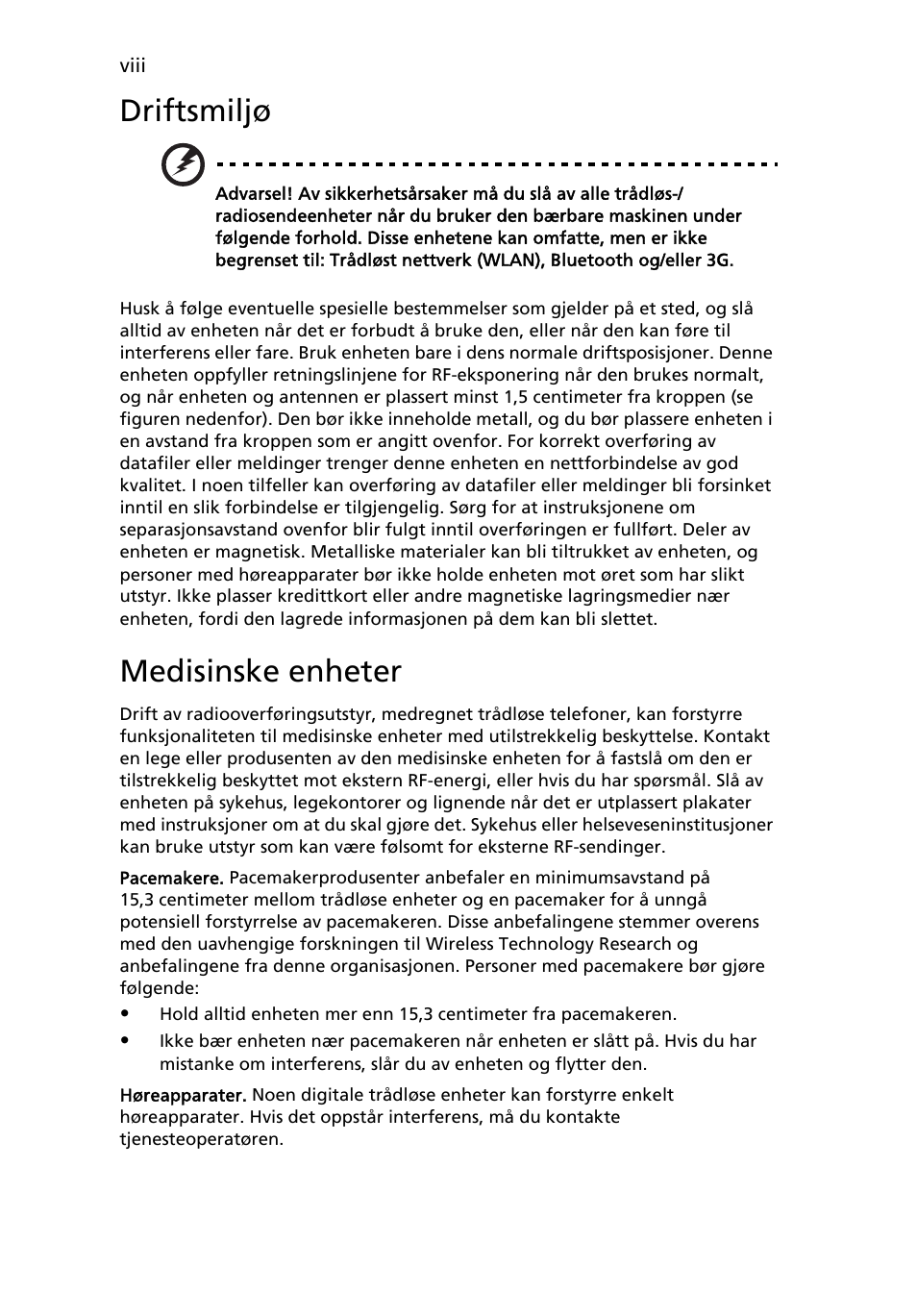 Driftsmiljø, Medisinske enheter | Acer Aspire 5745DG User Manual | Page 524 / 2217