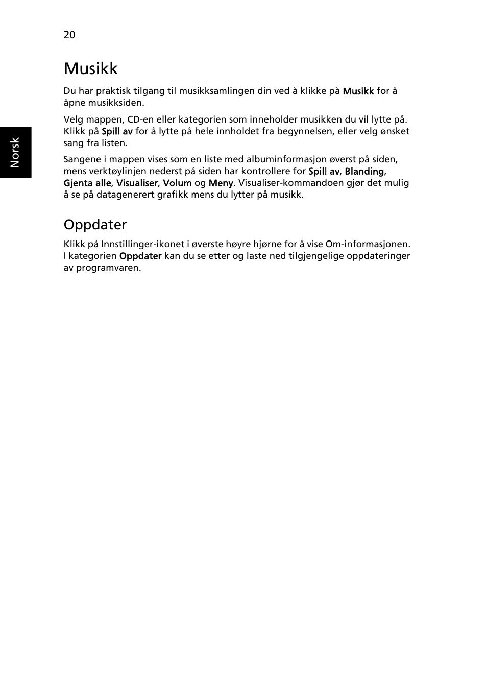 Musikk, Oppdater | Acer Aspire 5745DG User Manual | Page 556 / 2217