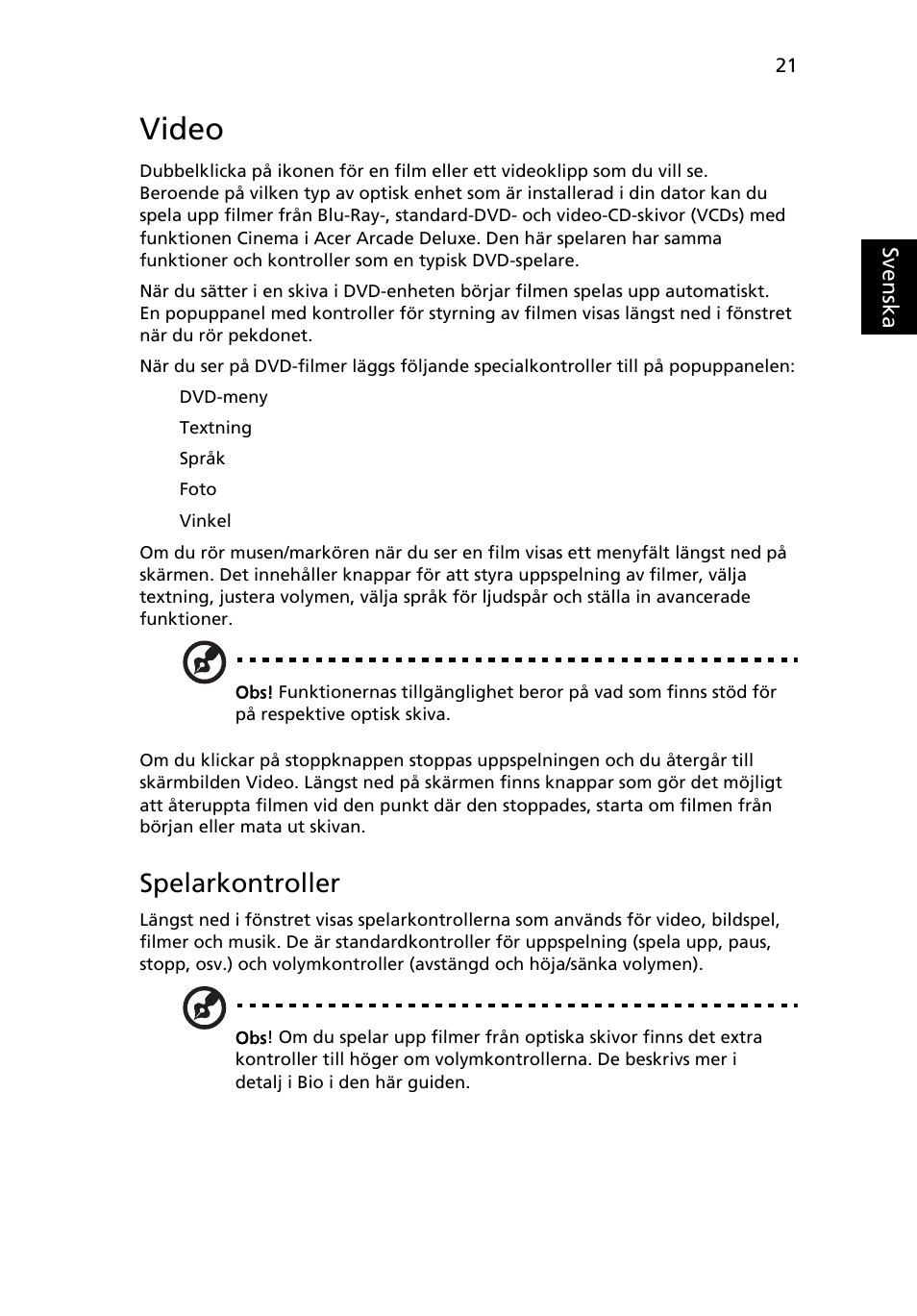 Video, Spelarkontroller | Acer Aspire 5745DG User Manual | Page 695 / 2217