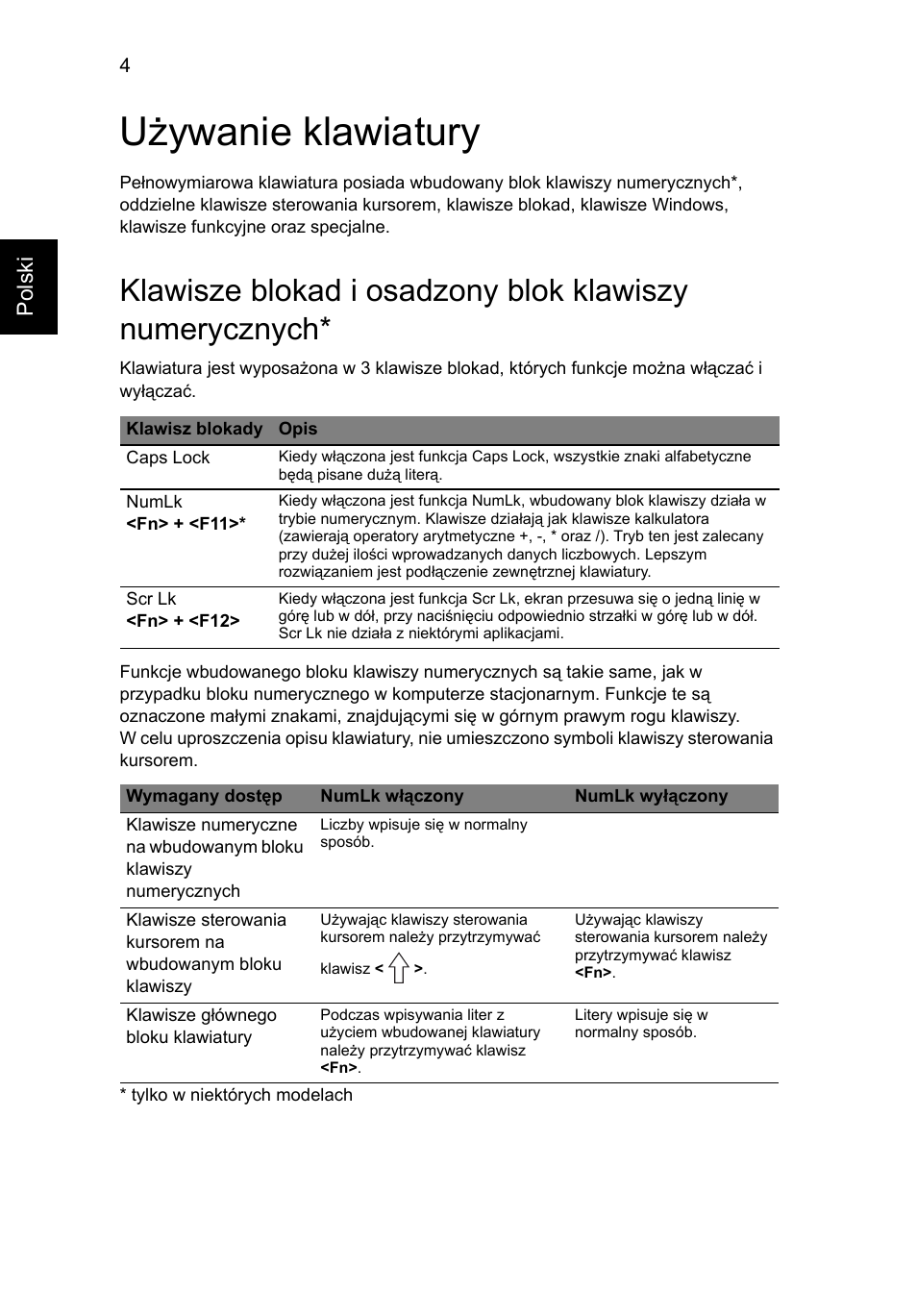 Używanie klawiatury | Acer Aspire 5745DG User Manual | Page 894 / 2217