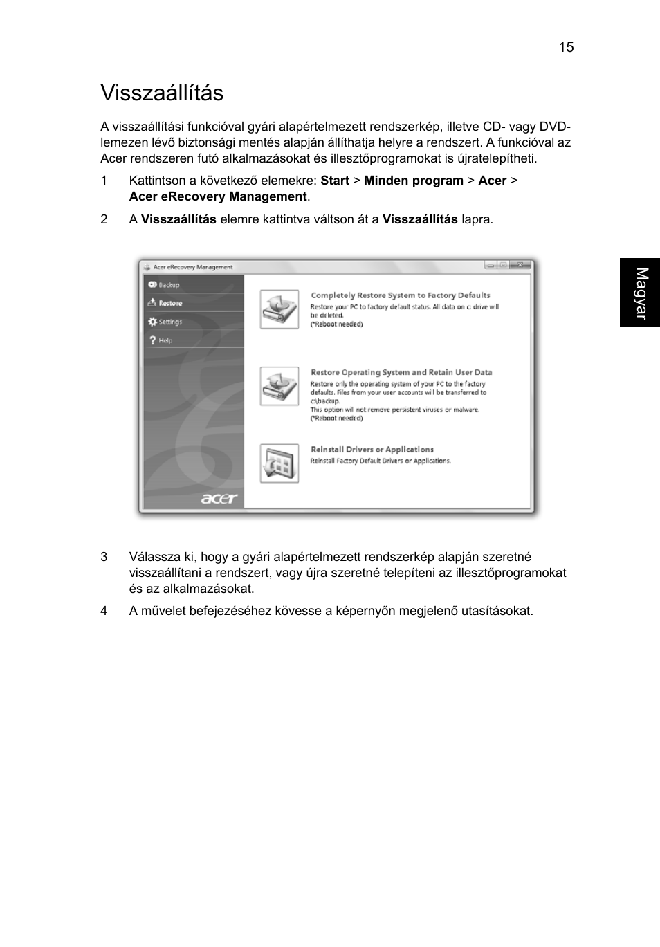 Visszaállítás | Acer Aspire 5745DG User Manual | Page 977 / 2217