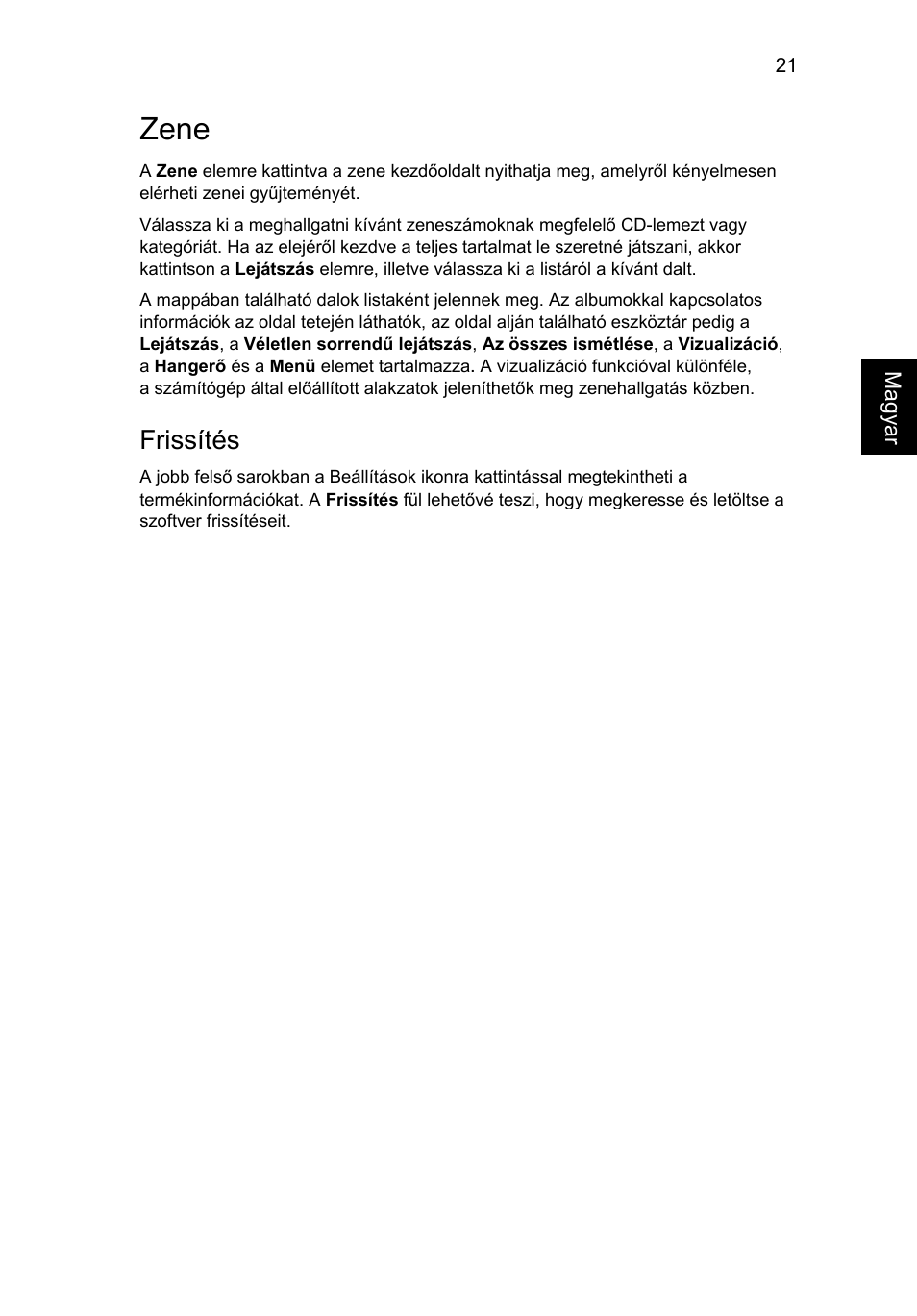 Zene, Frissítés | Acer Aspire 5745DG User Manual | Page 983 / 2217