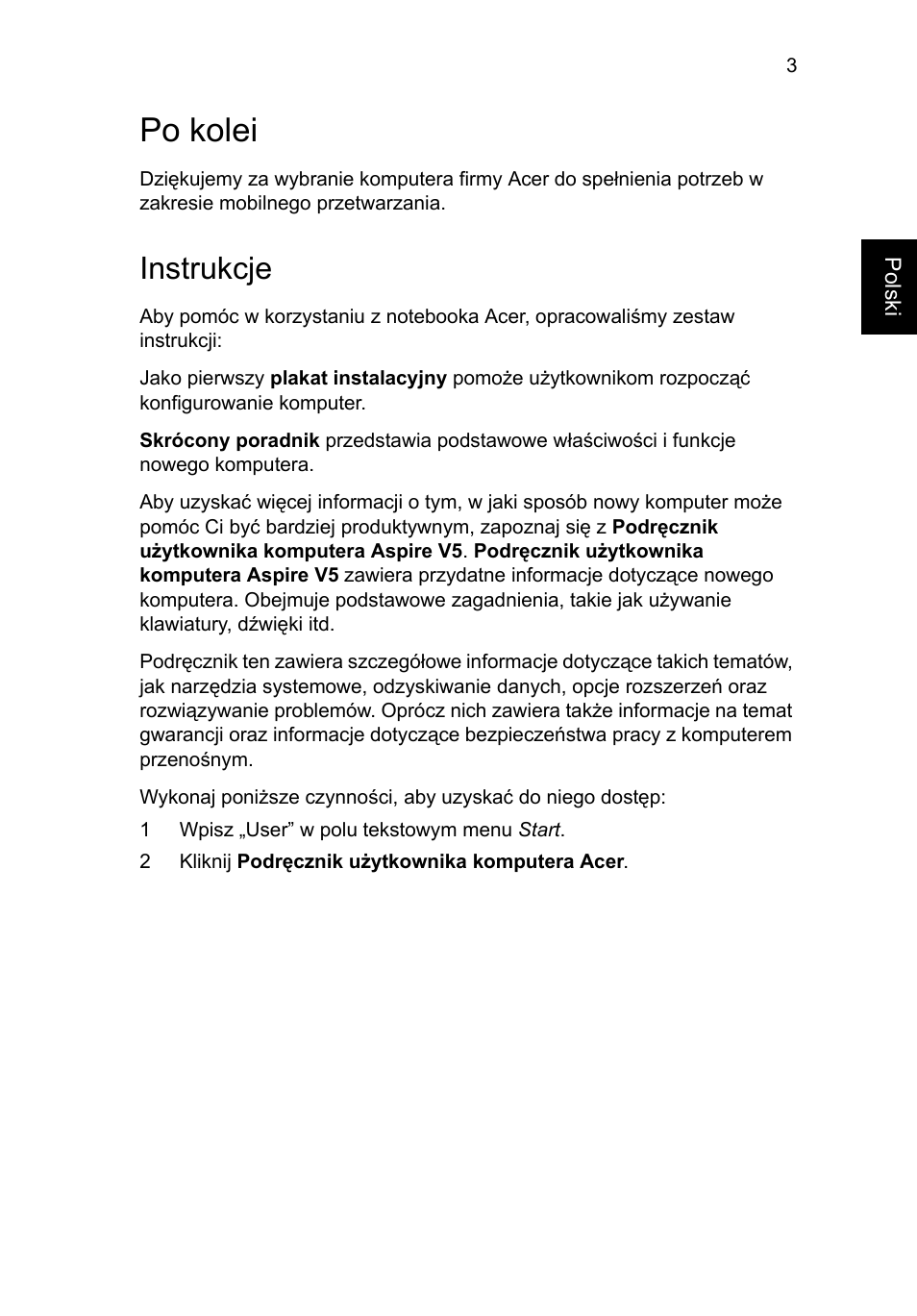 Po kolei, Instrukcje | Acer Aspire V5-471G User Manual | Page 129 / 306
