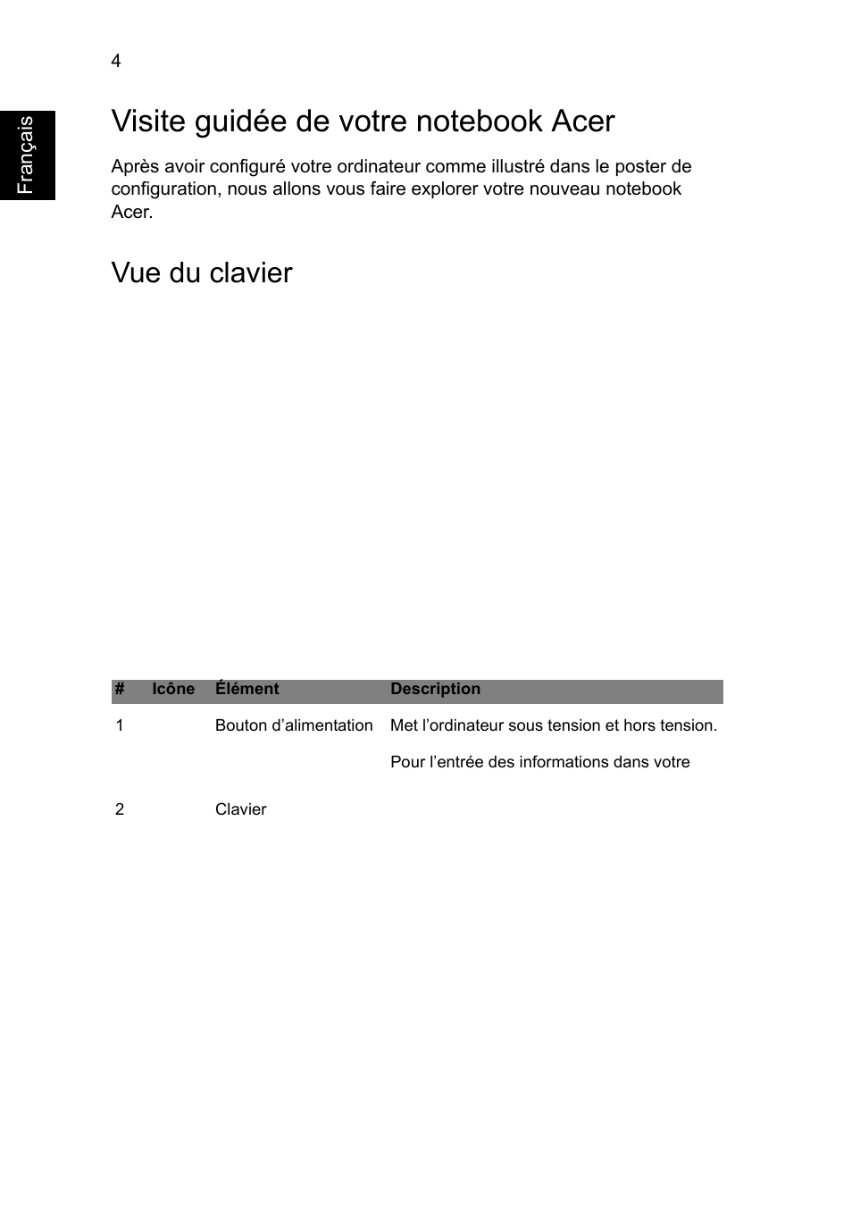 Visite guidée de votre notebook acer, Vue du clavier | Acer Aspire V5-471G User Manual | Page 16 / 306