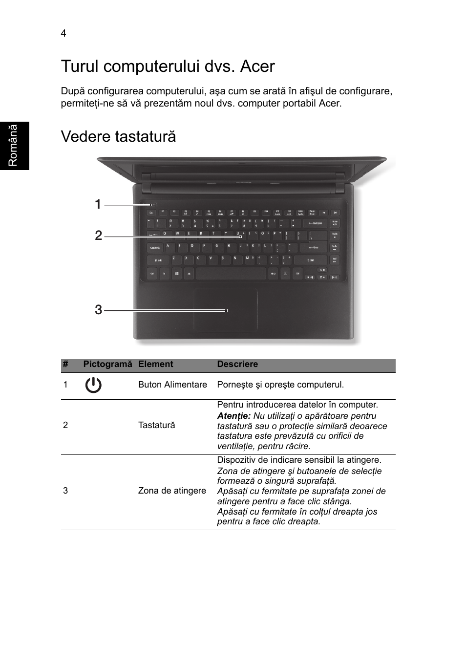 Turul computerului dvs. acer, Vedere tastatură | Acer Aspire V5-471G User Manual | Page 190 / 306