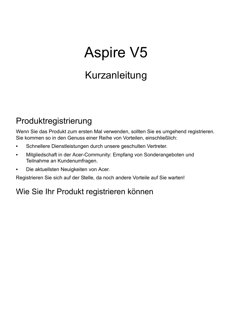 Deutsch, Produktregistrierung, Wie sie ihr produkt registrieren können | Acer zubehör, Aspire v5, Kurzanleitung | Acer Aspire V5-471G User Manual | Page 23 / 306