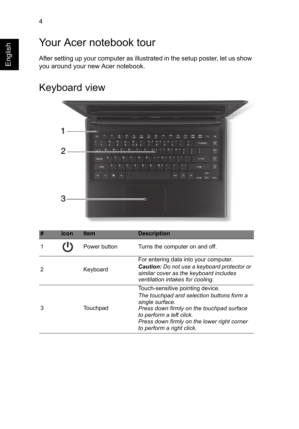 Your acer notebook tour, Keyboard view | Acer Aspire V5-471G User Manual | Page 6 / 306