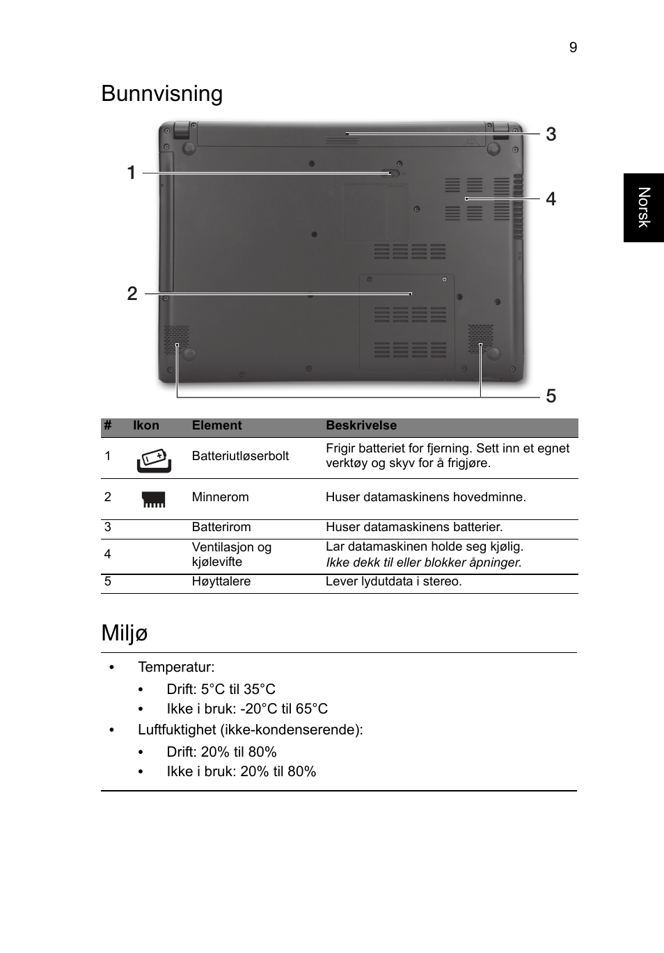 Bunnvisning, Miljø, Bunnvisning miljø | Acer Aspire V5-471G User Manual | Page 85 / 306