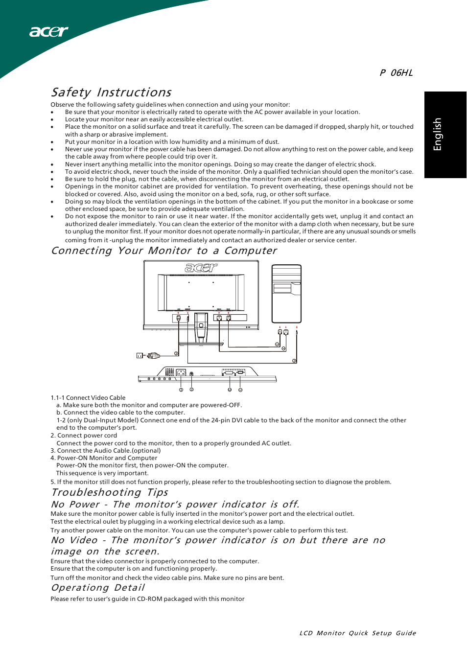 Acer P206HL User Manual | 32 pages