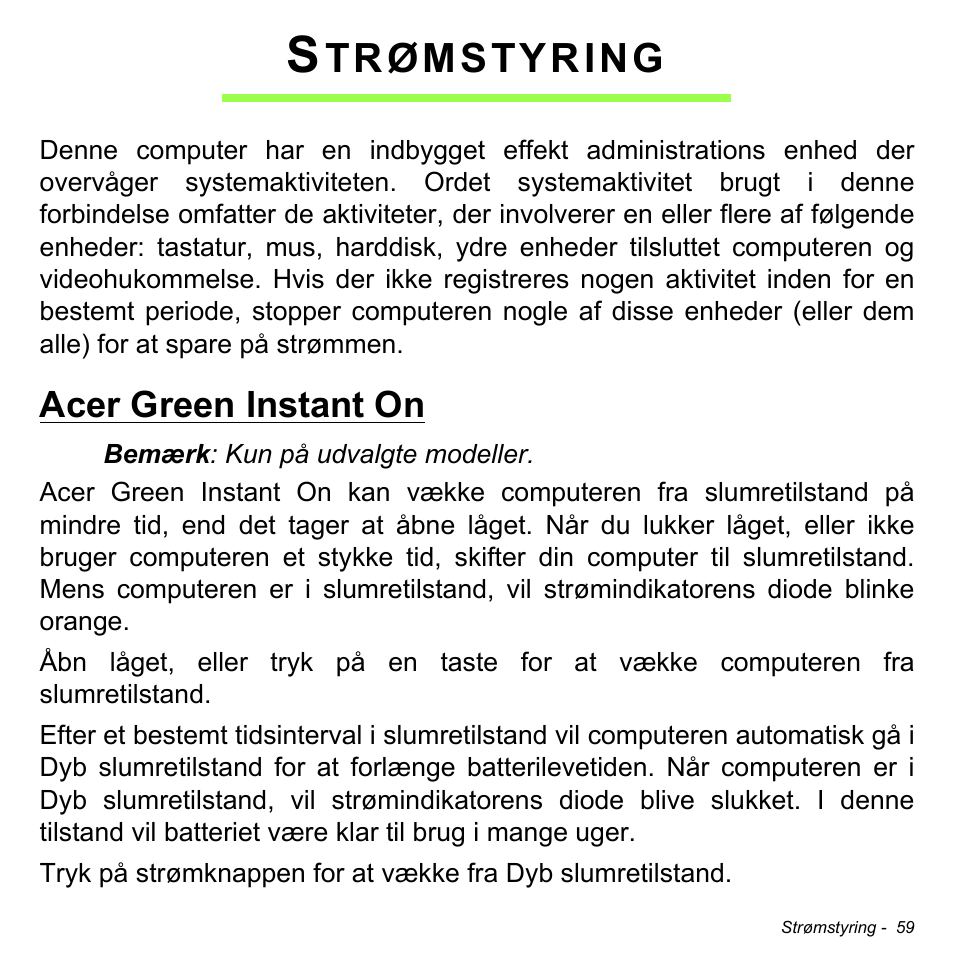 Strømstyring, Acer green instant on, Trømstyring | Acer Aspire M3-581TG User Manual | Page 1009 / 3478