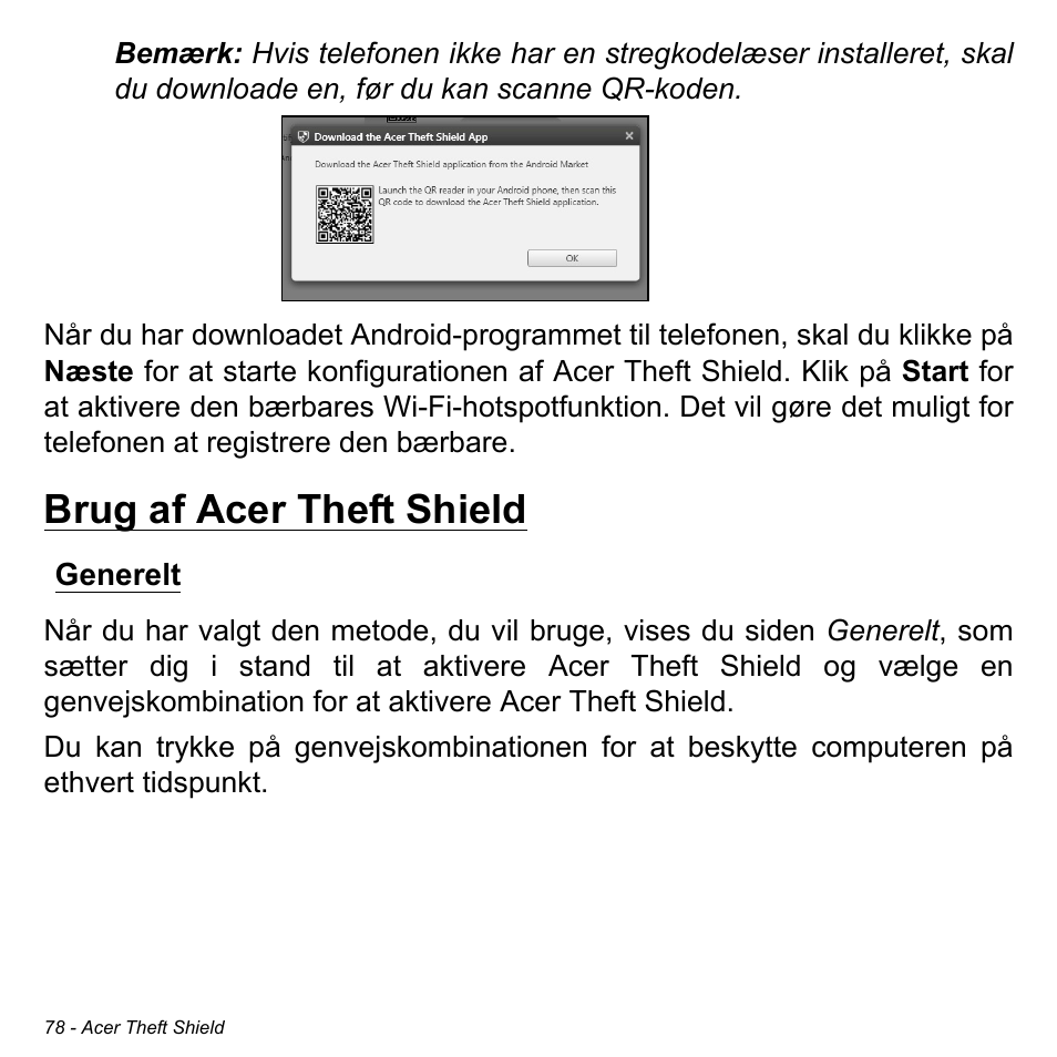 Brug af acer theft shield, Generelt | Acer Aspire M3-581TG User Manual | Page 1028 / 3478