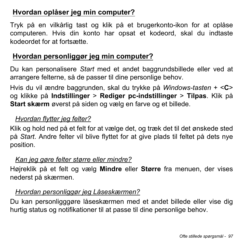 Hvordan oplåser jeg min computer, Hvordan personliggør jeg min computer | Acer Aspire M3-581TG User Manual | Page 1047 / 3478
