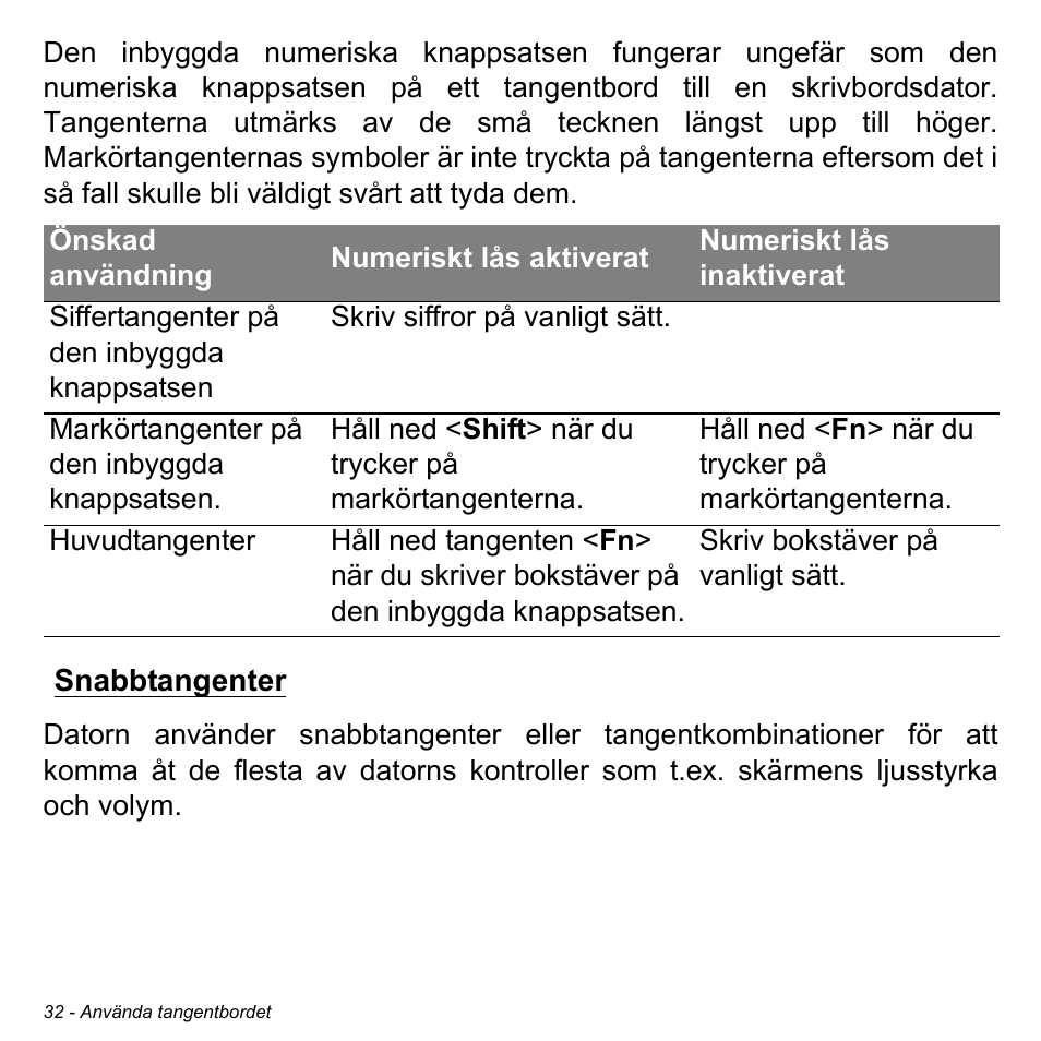 Snabbtangenter | Acer Aspire M3-581TG User Manual | Page 1094 / 3478