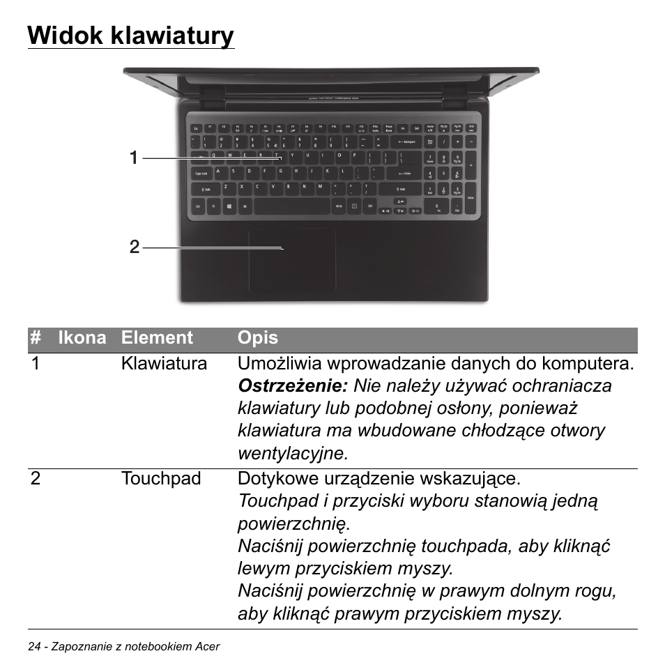 Widok klawiatury | Acer Aspire M3-581TG User Manual | Page 1442 / 3478