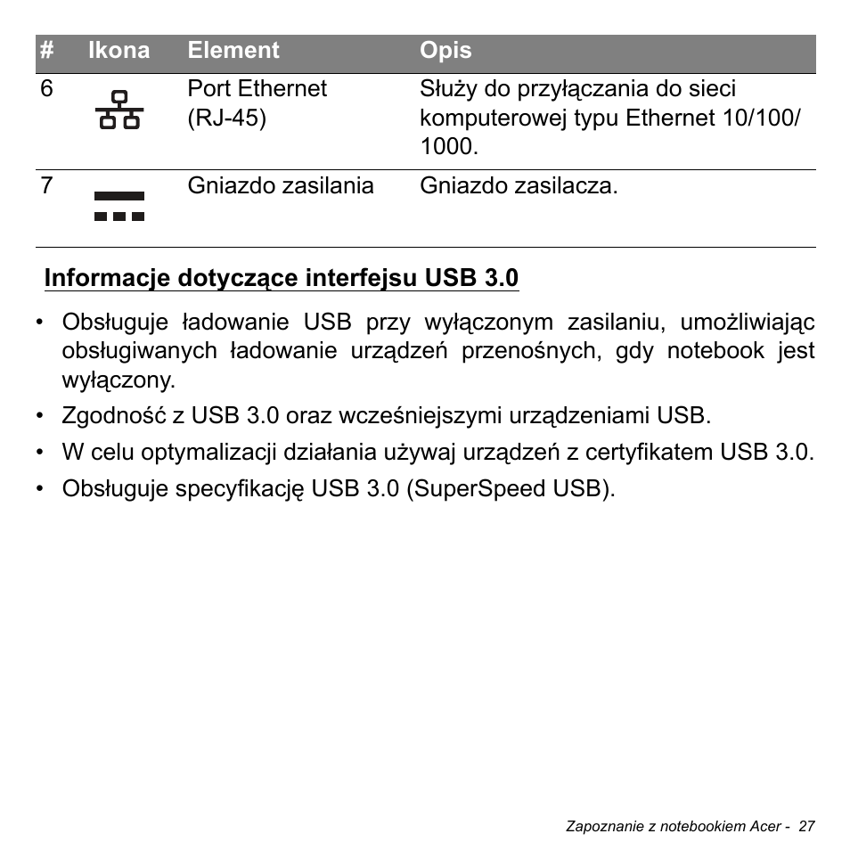 Informacje dotyczące interfejsu usb 3.0 | Acer Aspire M3-581TG User Manual | Page 1445 / 3478