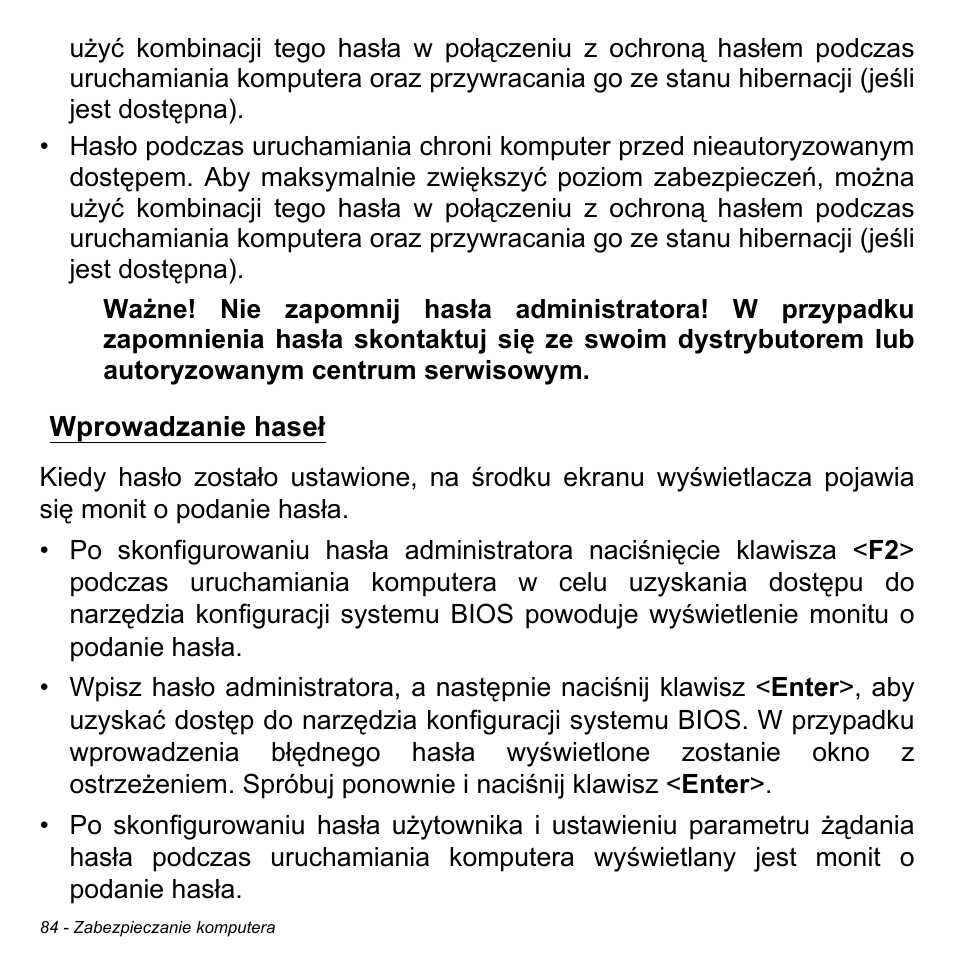 Wprowadzanie haseł | Acer Aspire M3-581TG User Manual | Page 1502 / 3478