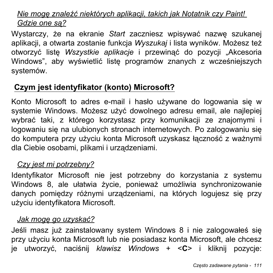 Czym jest identyfikator (konto) microsoft | Acer Aspire M3-581TG User Manual | Page 1529 / 3478