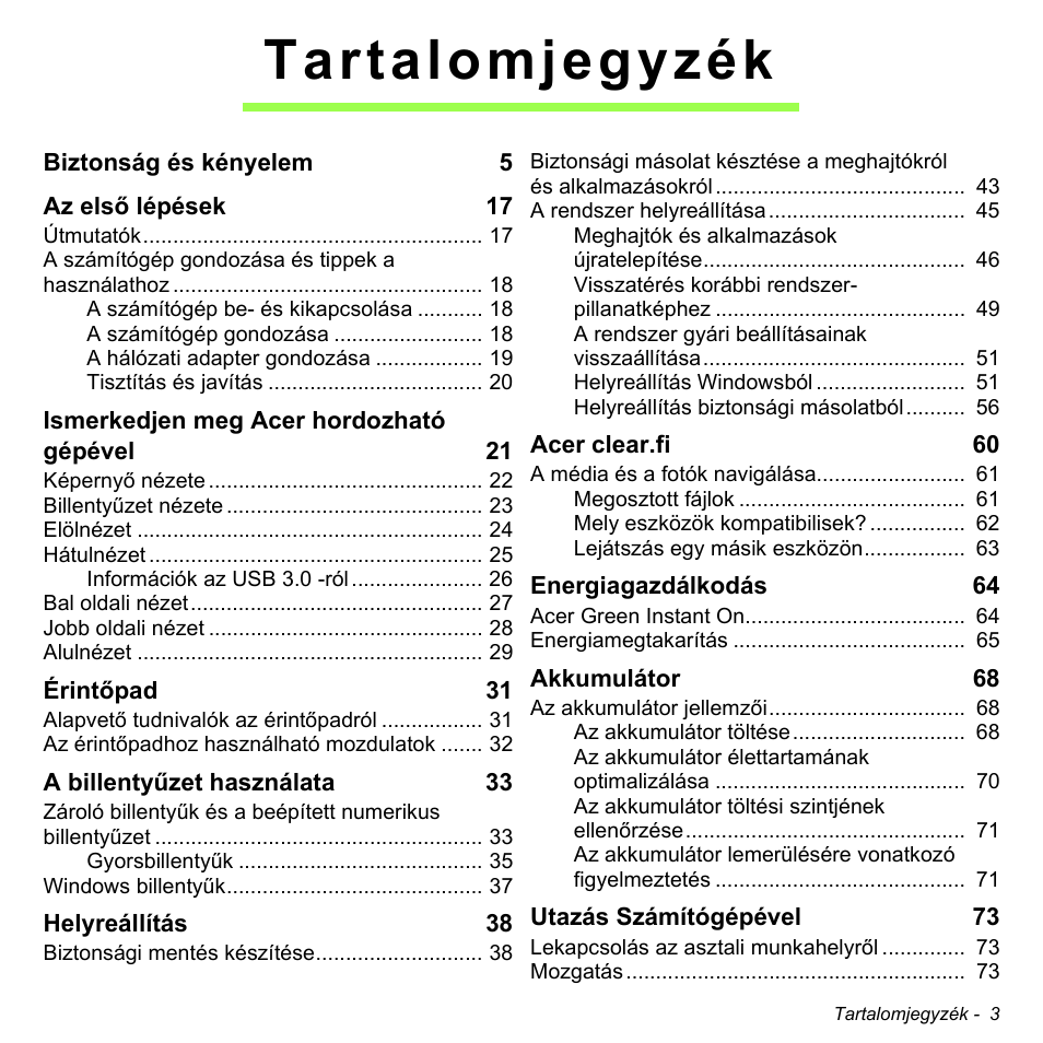 Tartalomjegyzék | Acer Aspire M3-581TG User Manual | Page 1545 / 3478