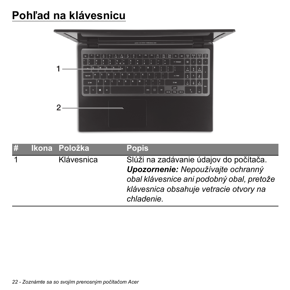 Pohľad na klávesnicu | Acer Aspire M3-581TG User Manual | Page 1800 / 3478
