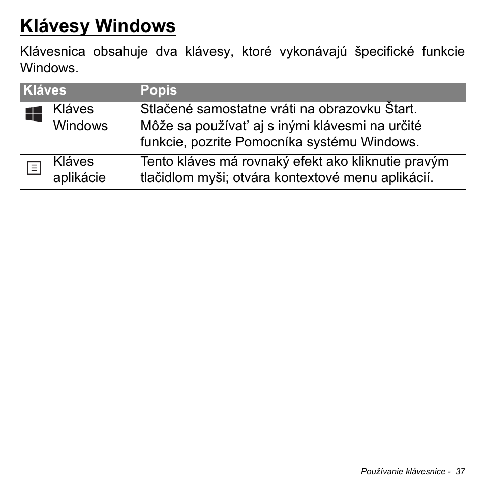 Klávesy windows | Acer Aspire M3-581TG User Manual | Page 1815 / 3478