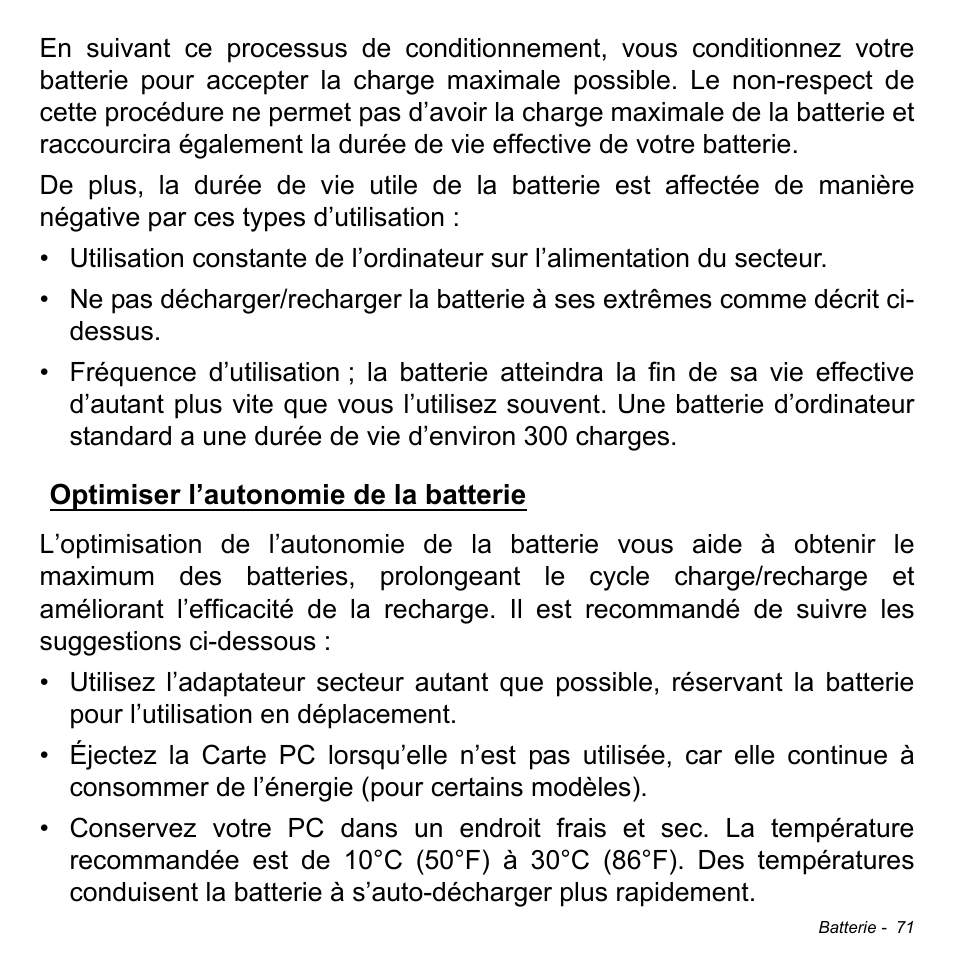 Optimiser l’autonomie de la batterie | Acer Aspire M3-581TG User Manual | Page 183 / 3478