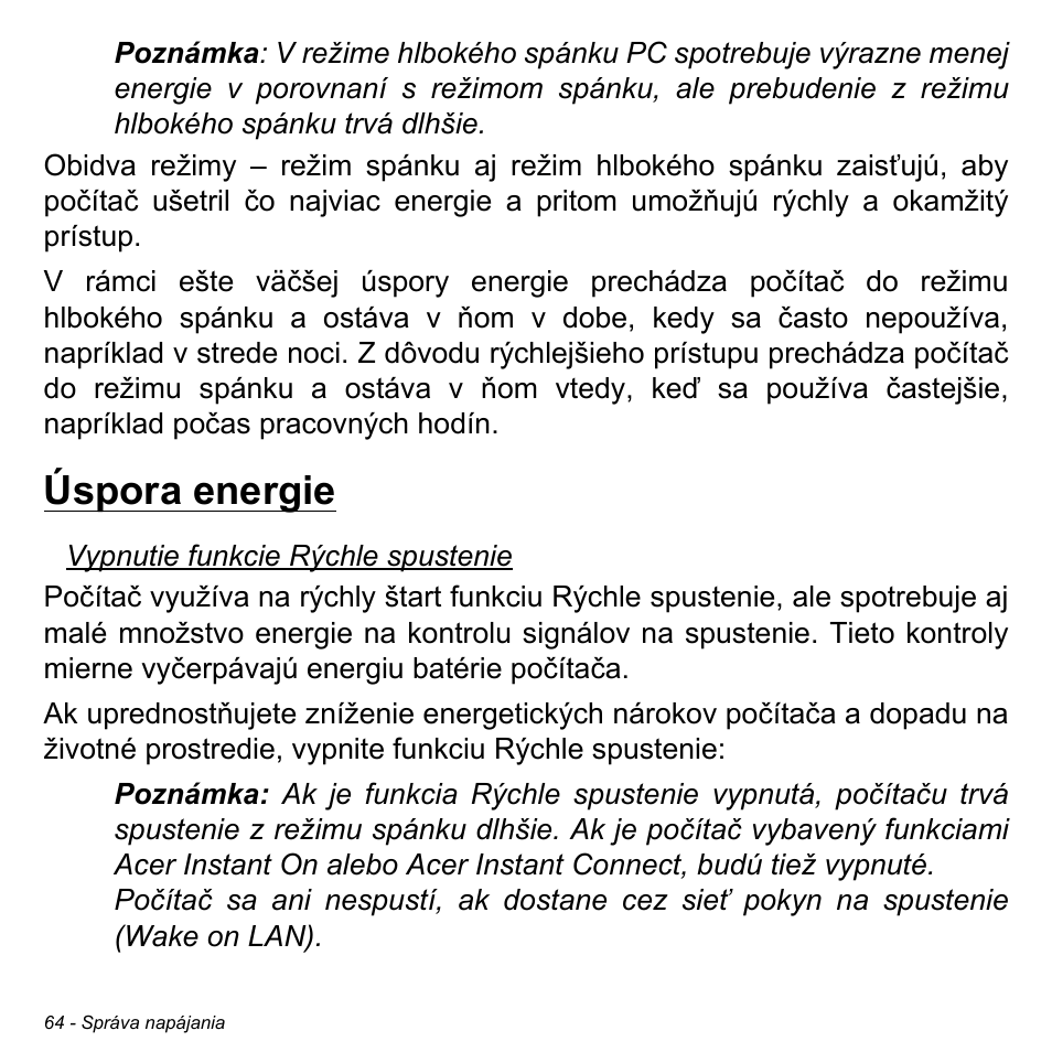 Úspora energie | Acer Aspire M3-581TG User Manual | Page 1842 / 3478