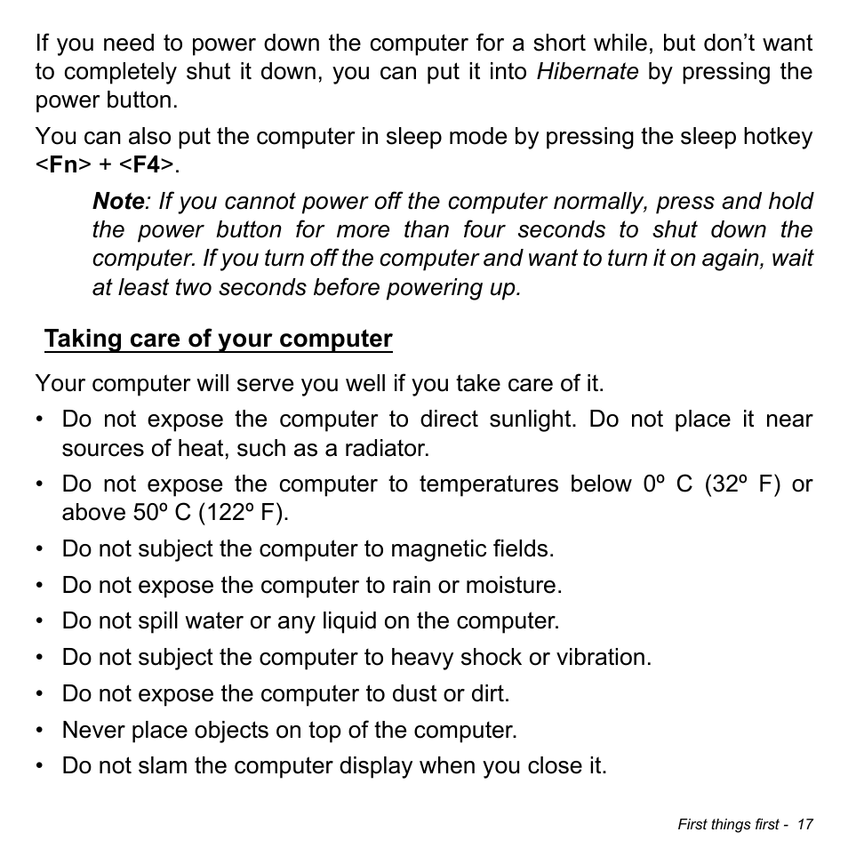 Taking care of your computer | Acer Aspire M3-581TG User Manual | Page 19 / 3478