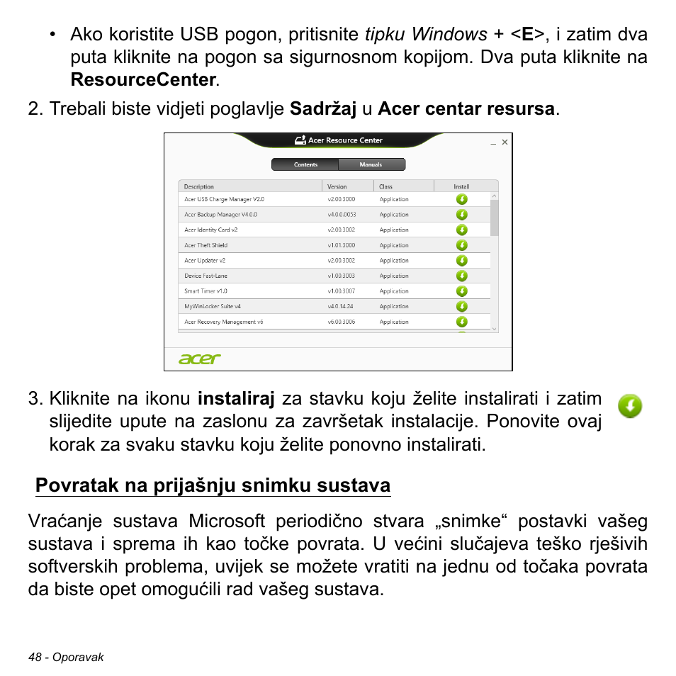 Povratak na prijašnju snimku sustava | Acer Aspire M3-581TG User Manual | Page 2052 / 3478