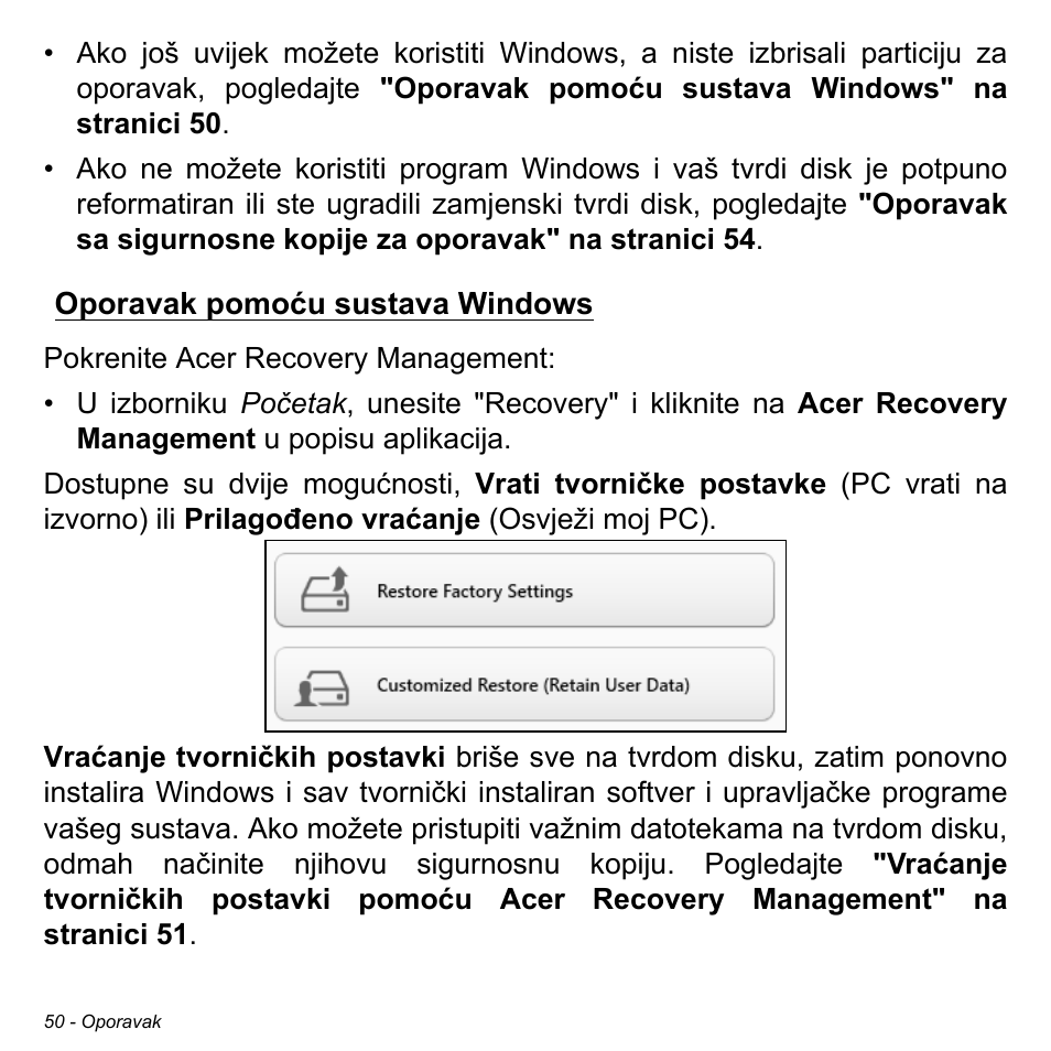 Oporavak pomoću sustava windows | Acer Aspire M3-581TG User Manual | Page 2054 / 3478