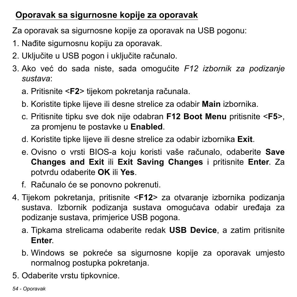 Oporavak sa sigurnosne kopije za oporavak | Acer Aspire M3-581TG User Manual | Page 2058 / 3478