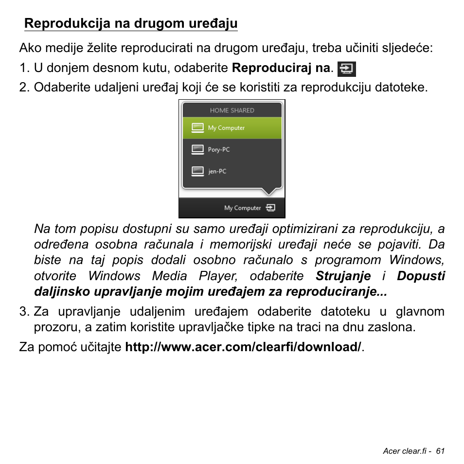 Reprodukcija na drugom uređaju | Acer Aspire M3-581TG User Manual | Page 2065 / 3478