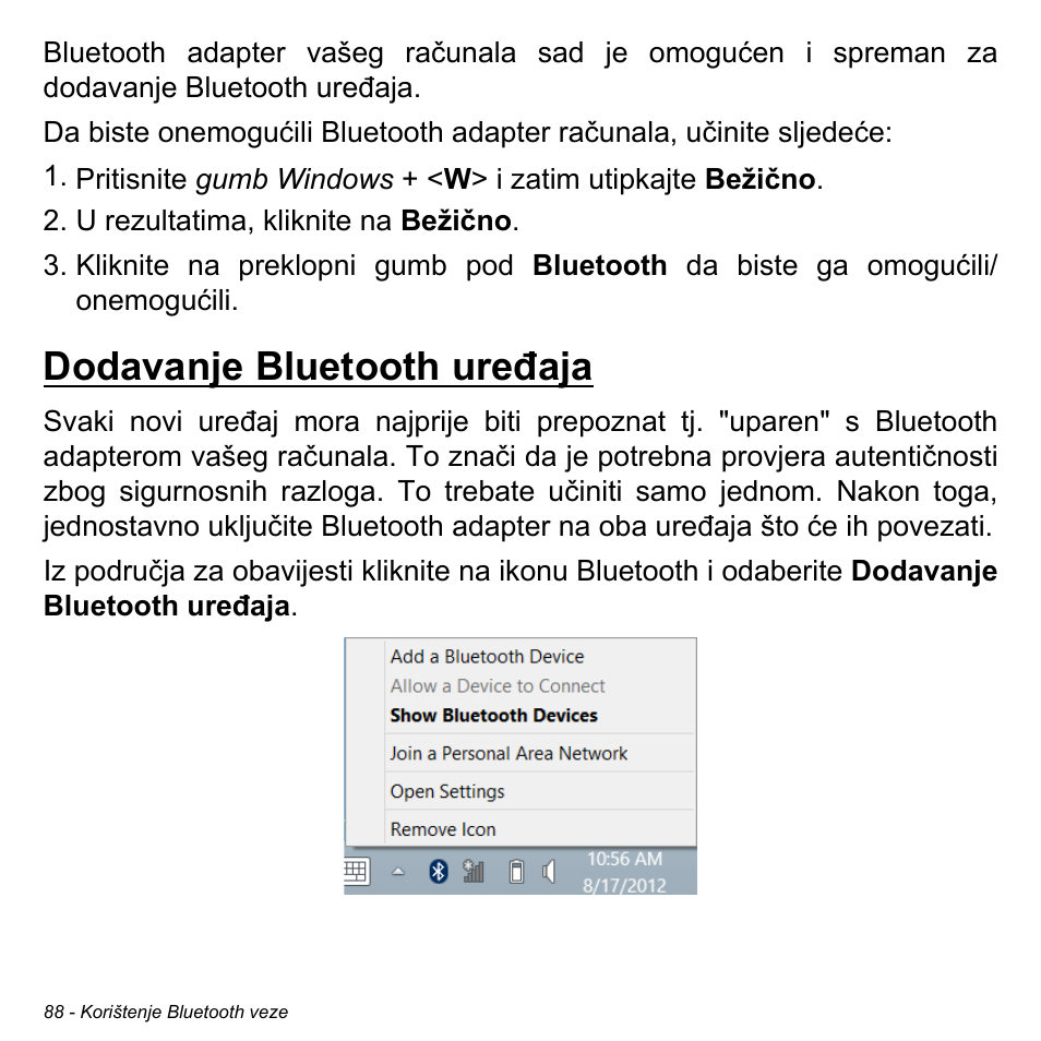 Dodavanje bluetooth uređaja | Acer Aspire M3-581TG User Manual | Page 2092 / 3478