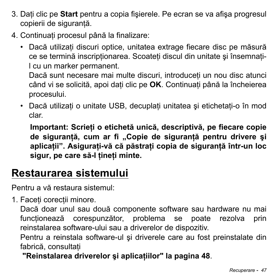 Restaurarea sistemului | Acer Aspire M3-581TG User Manual | Page 2167 / 3478