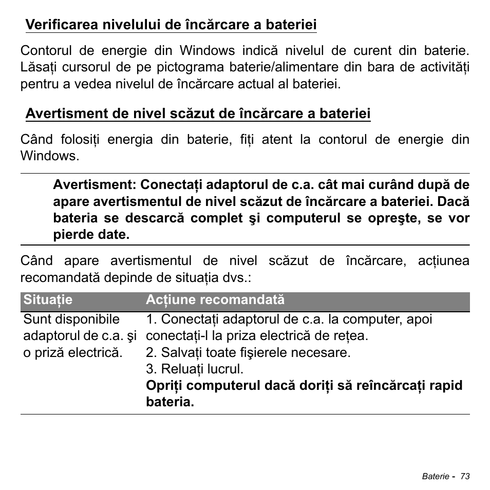 Verificarea nivelului de încărcare a bateriei | Acer Aspire M3-581TG User Manual | Page 2193 / 3478