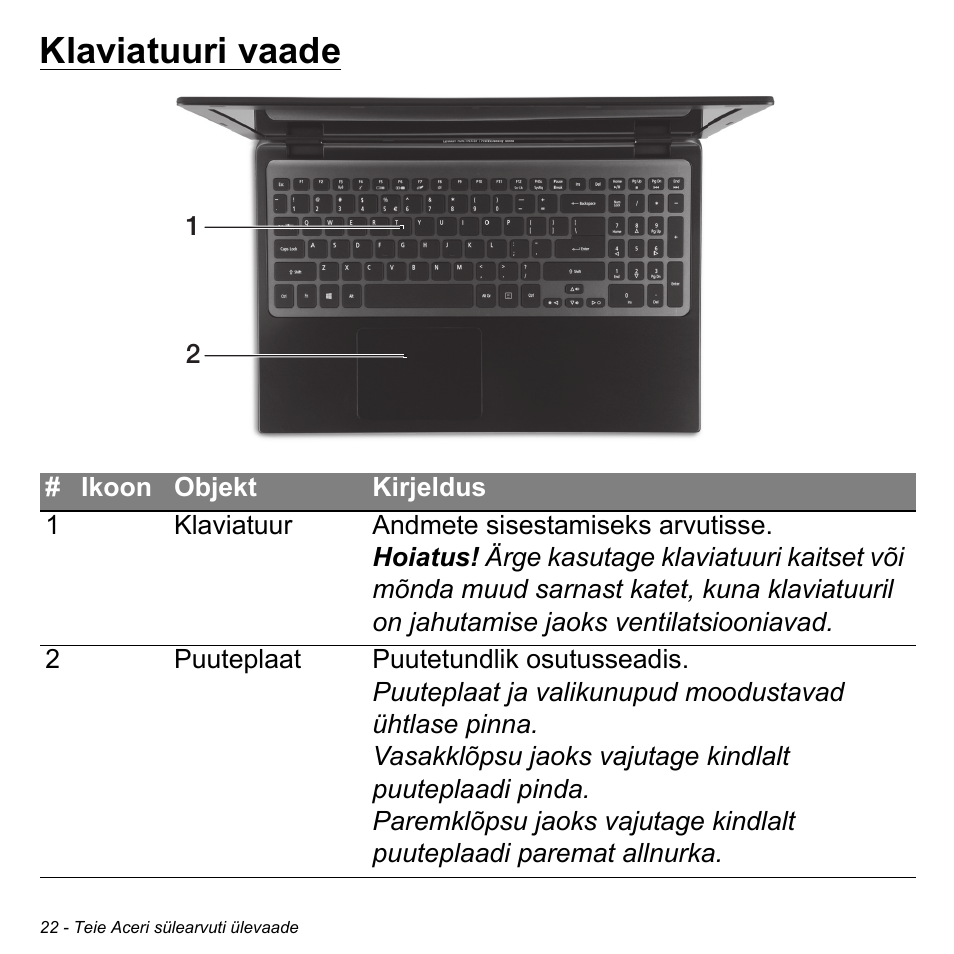 Klaviatuuri vaade | Acer Aspire M3-581TG User Manual | Page 2390 / 3478