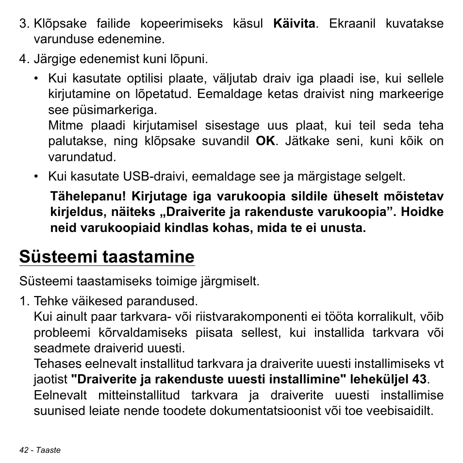 Süsteemi taastamine | Acer Aspire M3-581TG User Manual | Page 2410 / 3478
