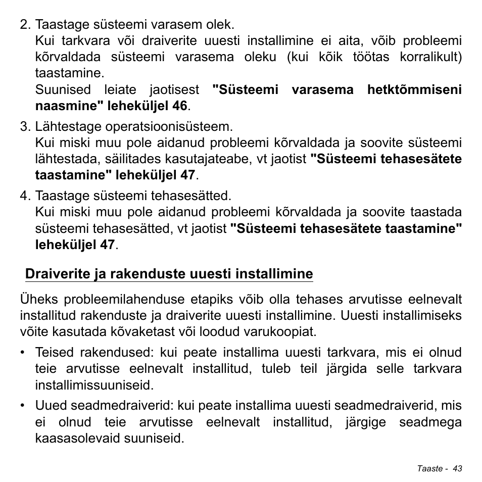 Draiverite ja rakenduste uuesti installimine | Acer Aspire M3-581TG User Manual | Page 2411 / 3478
