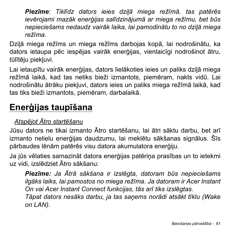 Enerģijas taupīšana | Acer Aspire M3-581TG User Manual | Page 2539 / 3478